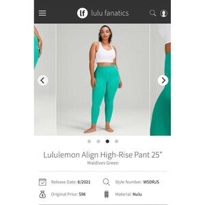 Lululemon size 18 Align High-Rise Pant 25"
Maldives Green